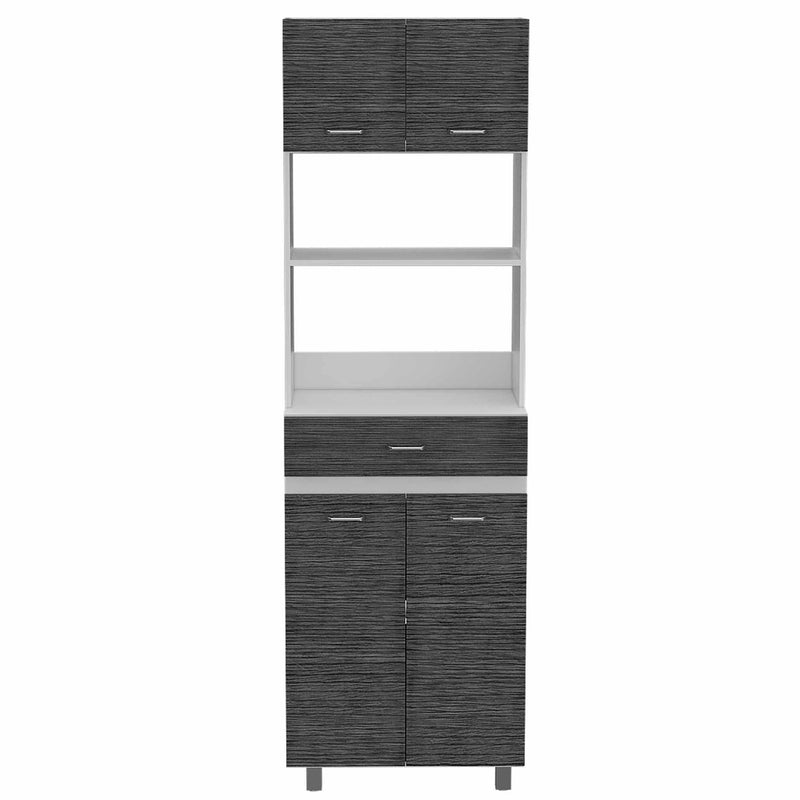 79" Pantry Cabinet With Three Storage Shelves - Gray / White