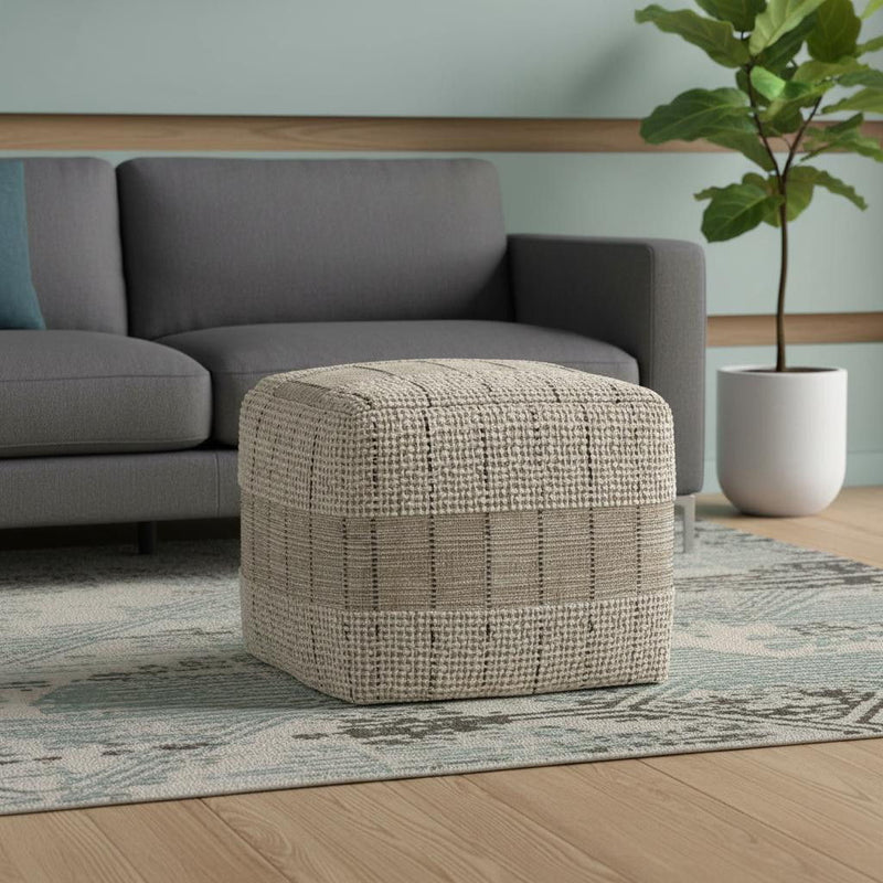 Jute Pouf Ottoman - Gray