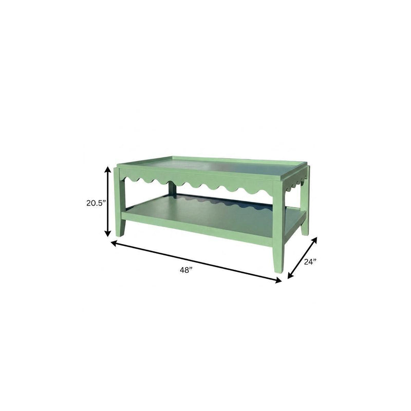 Light Solid Wood Coffee Table - Green
