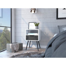 Load image into Gallery viewer, Modern Bedroom Nightstand - Smokey Oak And White
