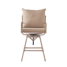 Load image into Gallery viewer, Industrial Outdoor Patio Plumber&#39;s Iron Frame Swivel Barstool With Cushions, Height Adjustable
