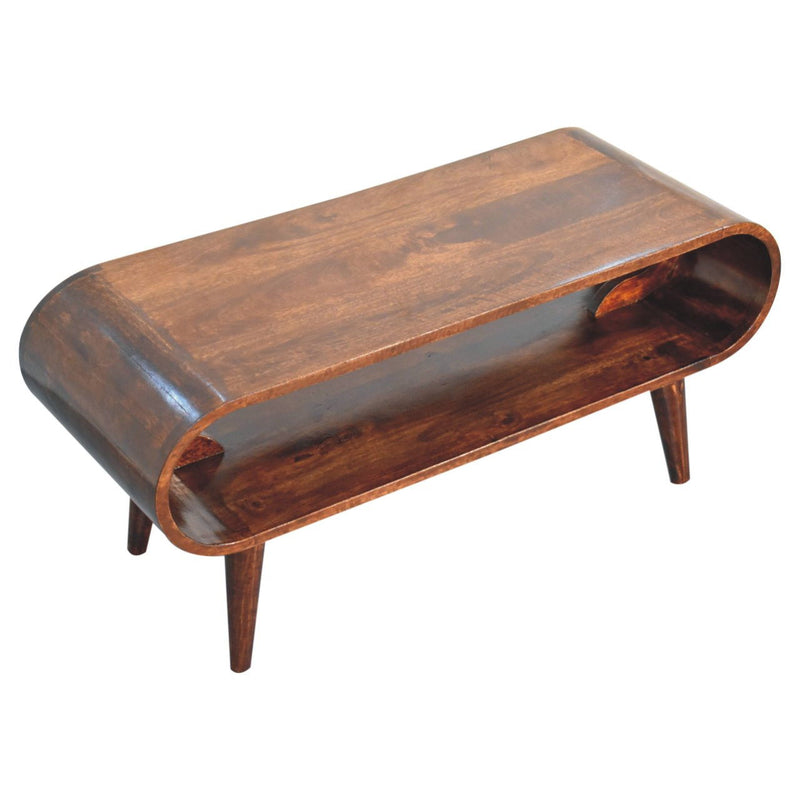 Round Coffee Table With Drawer - Brown