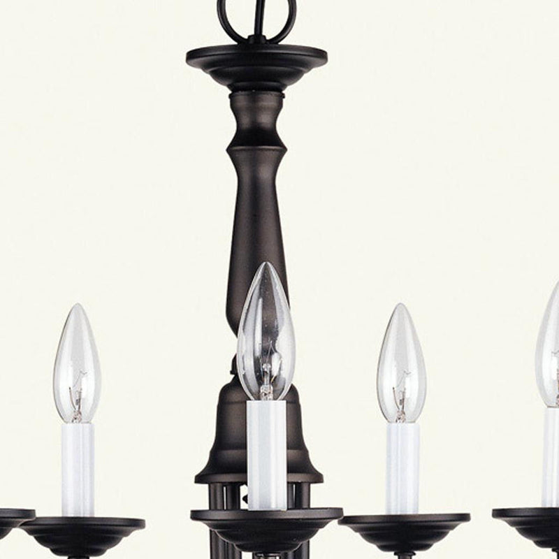 15" Five Light Metal Dimmable Chandelier With Shades - Bronze