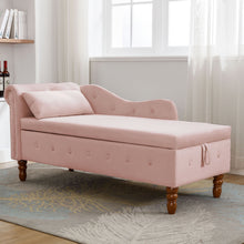 Load image into Gallery viewer, Chaise Lounge Indoor, Lounge Chair For Bedroom With Storage &amp; Pillow, Modern Upholstered Rolled Arm Chase Lounge For Sleeping With Nailhead Trim For Living Room Bedroom Office
