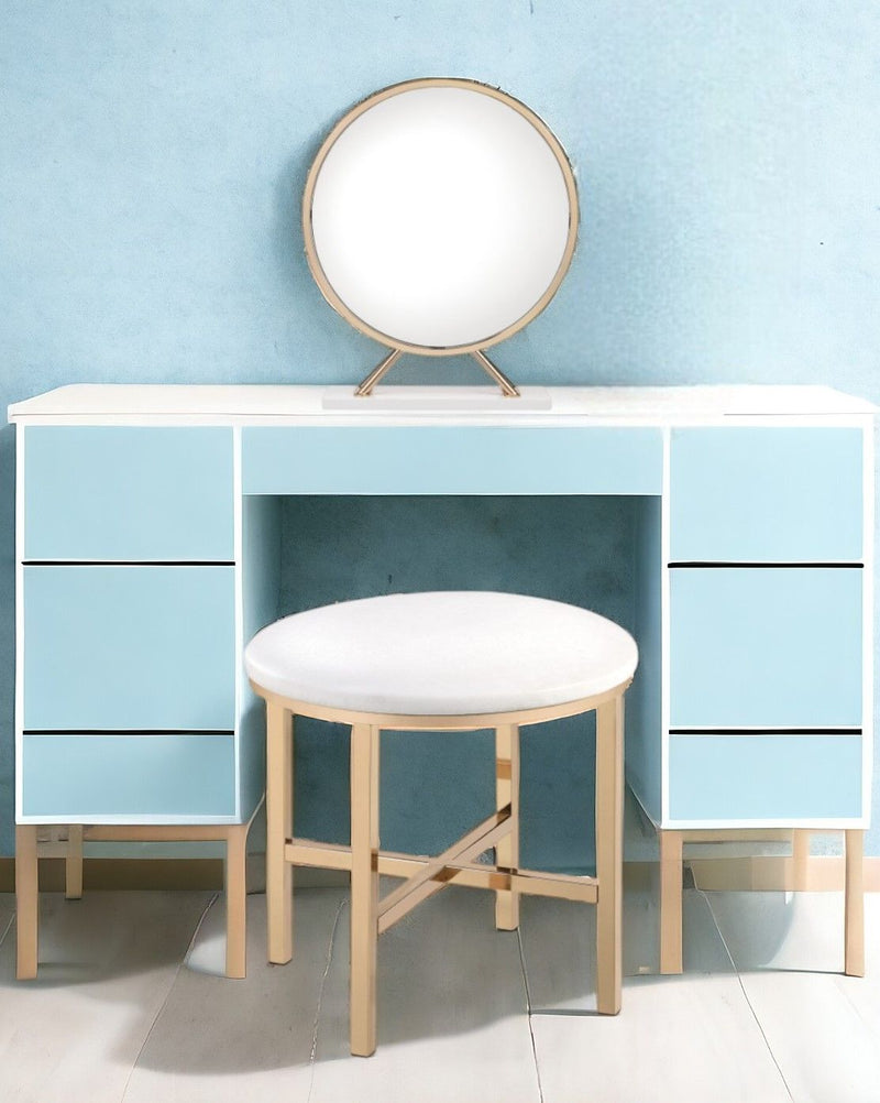 16" Round Metal Framed Freestanding Mirror - Gold