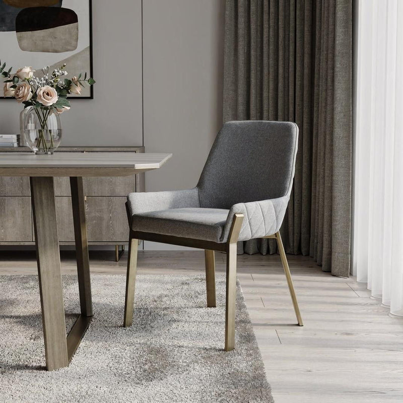 Dining Chair - Gray / Antique Brass