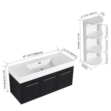 Load image into Gallery viewer, Modern Wall Mounted Bathroom Vanity With Thick Edge Resin Sink And Storage Rack
