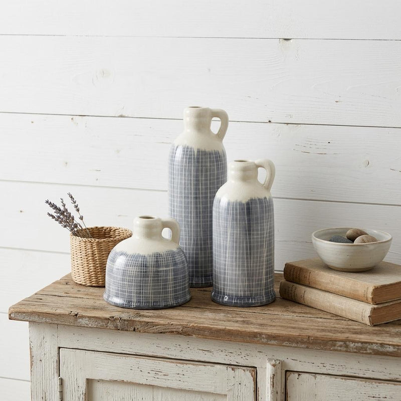 Checkered Jug Vases (Set of 3) - Off White / White