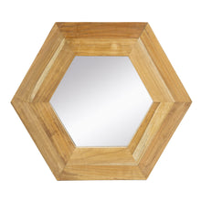 Load image into Gallery viewer, Hexagon Mirror With Natural Wood Frame, Wall Decor For Living Room Bathroom Hallway
