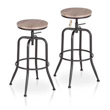 Load image into Gallery viewer, Wood Backless Adjustable Height Swivel Bar Chairs (Set of 2) - Walnut
