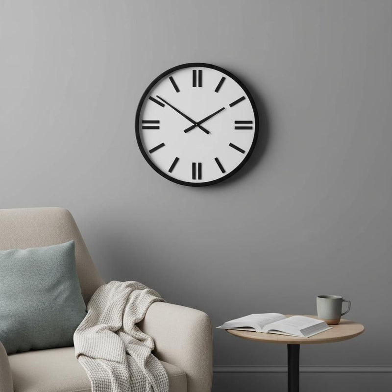 Round Large Modern Wall Clock With Face Non-Numarical Number - White