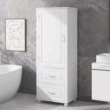 Load image into Gallery viewer, Tall Freestanding Bathroom Storage Cabinet With 2 Drawers And Adjustable Shelf
