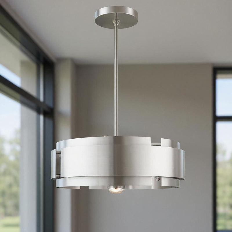 16" Five Light Dimmable Chandelier With Shades - Nickel