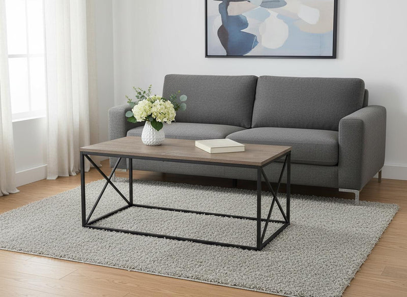 41" Metal Coffee Table - Taupe And Black