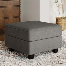 Load image into Gallery viewer, Polyester Blend Storage Ottoman - Light Gray / Black

