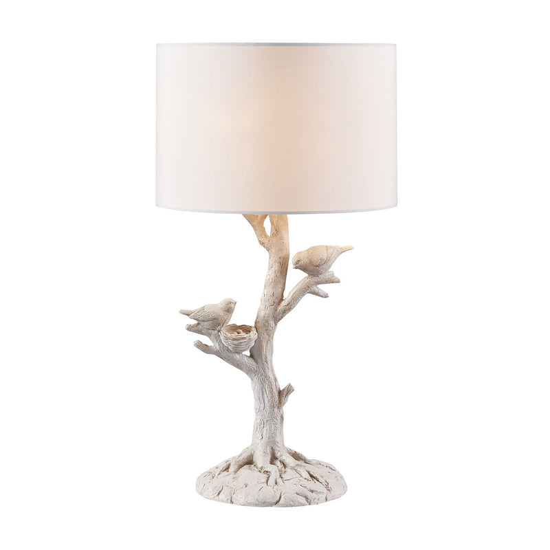 Birds In A Tree Table Lamp With White Drum Shade - White