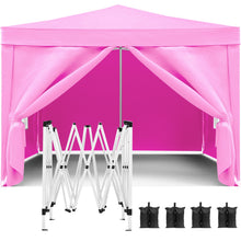 Load image into Gallery viewer, 10'X10' Folding Canopy With 4 Removable Sidewalls Outdoor Event Shelter UPF 50+ Gazebo Portable Tents For Parties Beach Camping Wedding Ez Pop Up Canopy 4 Pieces Weight Bag + Carry Bag
