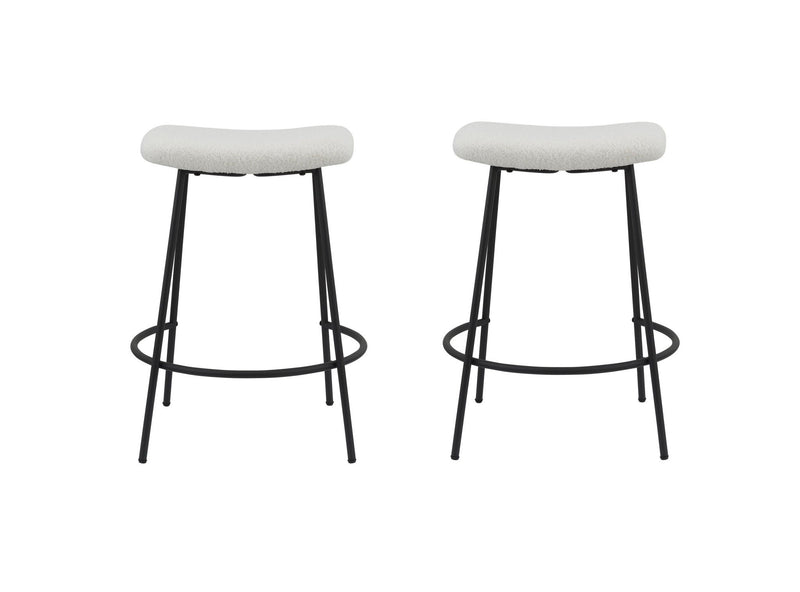 Faux Sherpa And Metal Backless Counter Height Bar Chairs (Set of 2) - White And Black