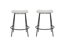 Load image into Gallery viewer, Faux Sherpa And Metal Backless Counter Height Bar Chairs (Set of 2) - White And Black
