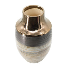 Load image into Gallery viewer, Striped Round Table Vase - Brown / Bronze
