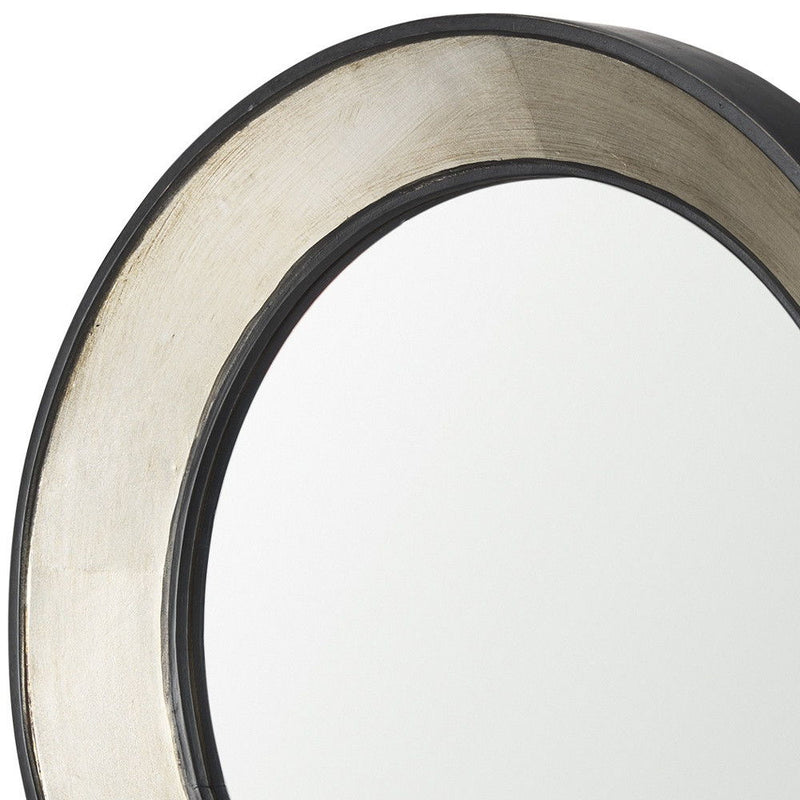 22" Round Framed Accent Mirror - Champagne / Dark Brown