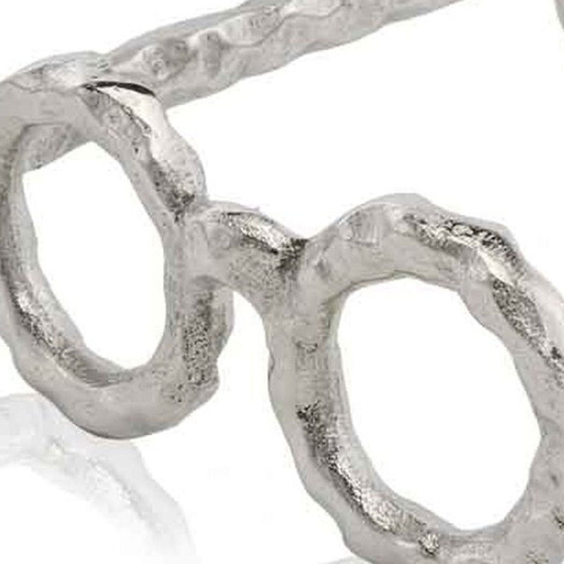 Textured Round Eyeglasses Tabletop Sculpture - Silver