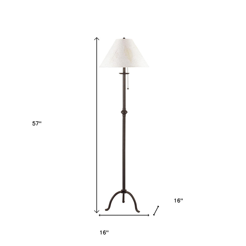 Traditional Shaped Floor Lamp With White Empire Shade - Black
