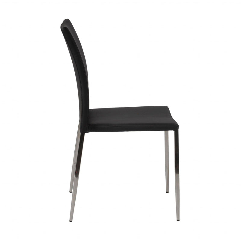Upholstered Faux Leather Dining Side Chair (Set of 2) - Black