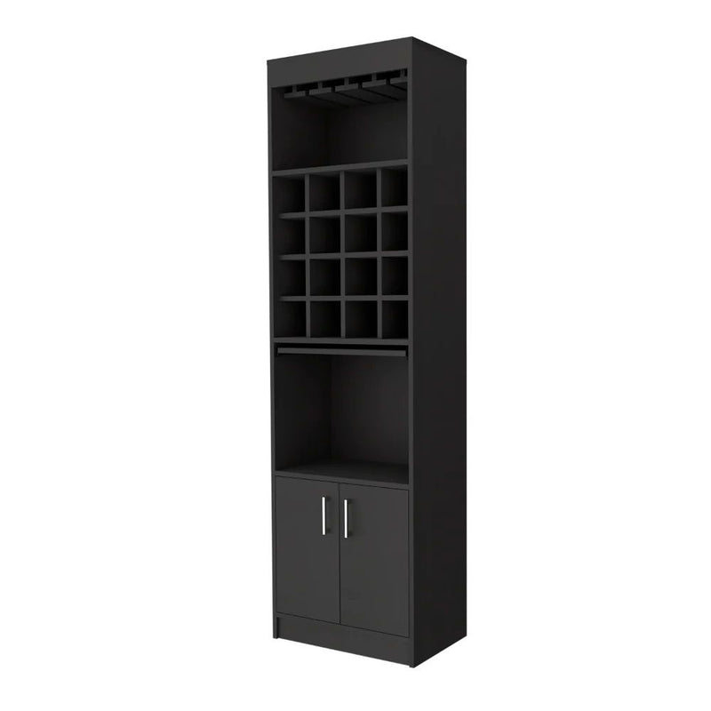 Bar Cabinet With Eighteen Shelves - Black