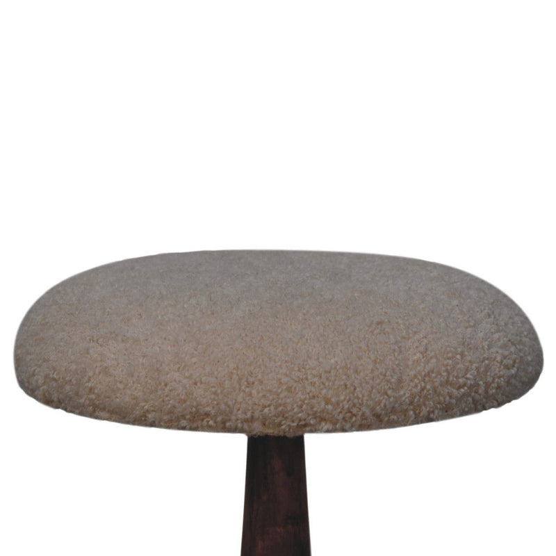 Boucle Round Footstool (723460) - Beige / Brown