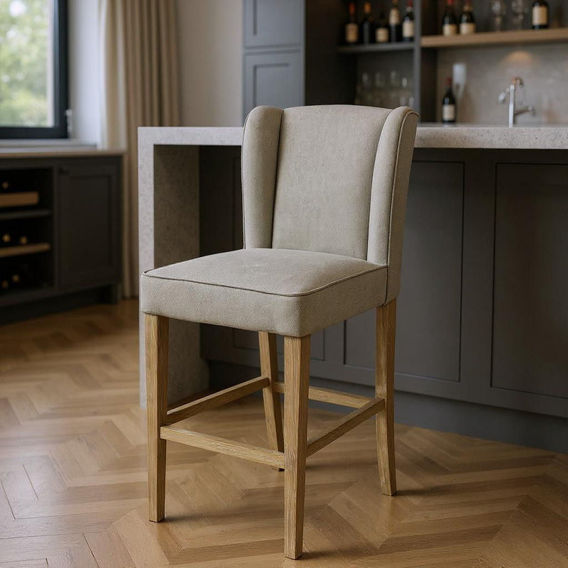 Solid Wood Bar Height Bar Chair - Gray / Brown
