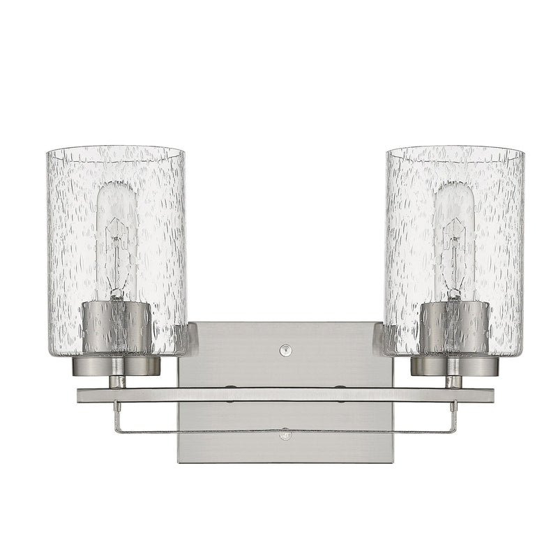 Metal And Textured Glass Two Light Wall Sconce - Silver