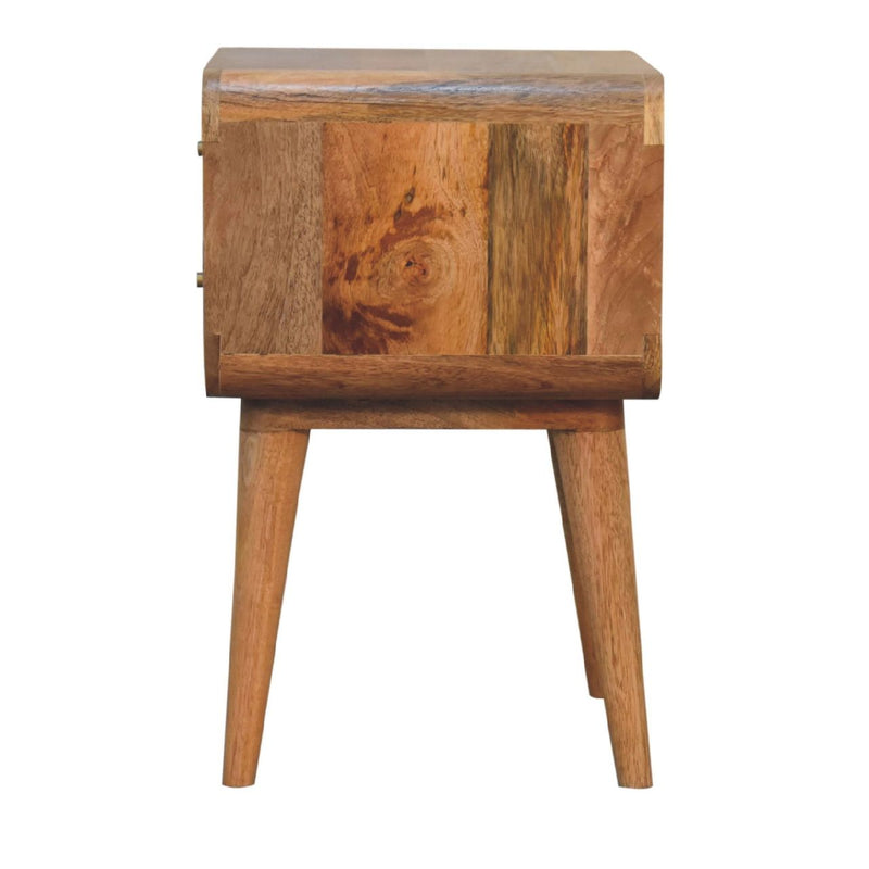 22" Solid Wood And Cane Rat Two Drawer Nightstand - Oak