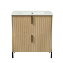 Load image into Gallery viewer, Bathroom Vanity With Ceramic Sink, Fluted Design
