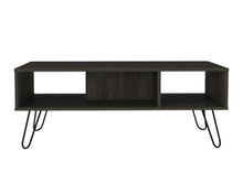 Load image into Gallery viewer, 40" Wood And Metal Coffee Table With Shelf - Espresso And Black

