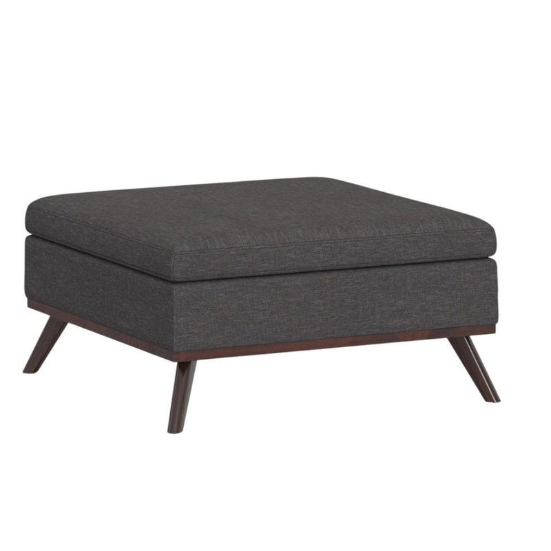 36" Cocktail Ottoman With Storage - Gray / Brown
