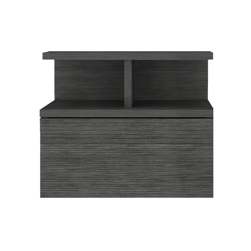 One Drawer Faux Wood Floating Nightstand - Dark Gray