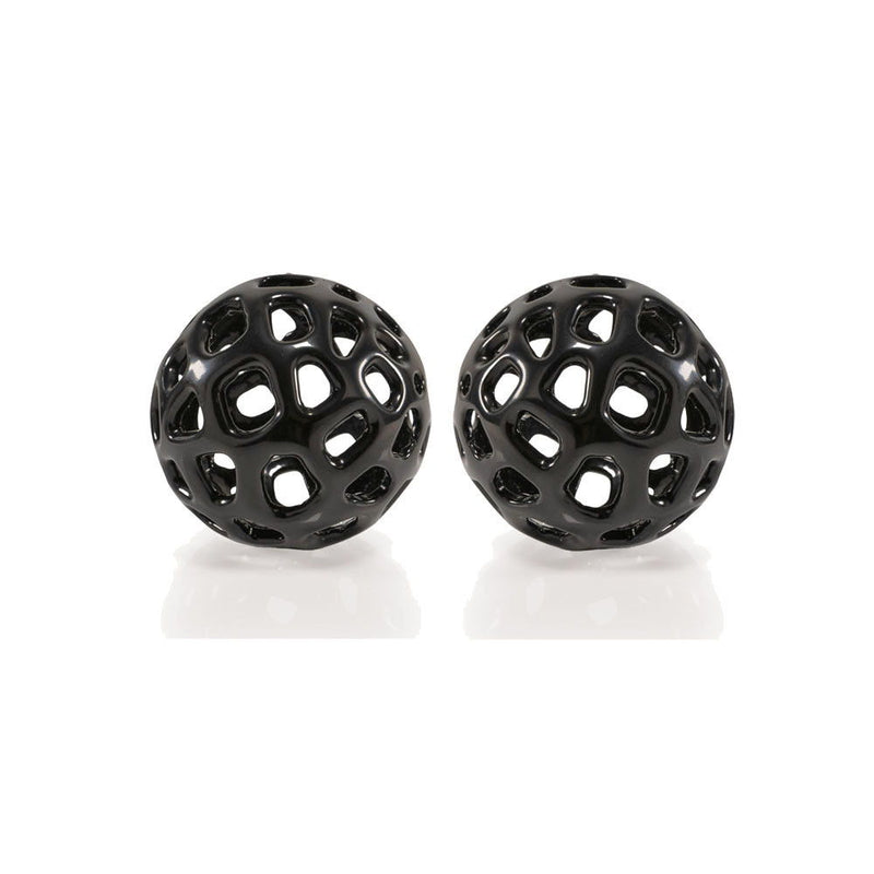 Hand Painted Decorative Orbs (Set of 2) - Black