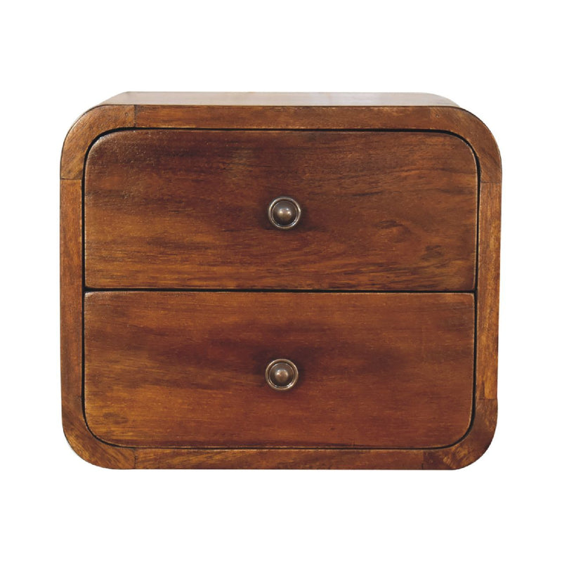 12" Solid Wood Two Drawer Floating Nightstand - Chestnut