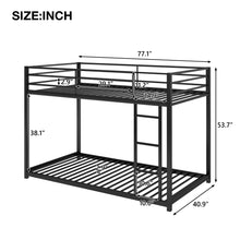 Load image into Gallery viewer, Twin over Twin Metal Bunk Bed, Low Bunk Bed with Ladder, Black(OLD SKU:WF282465AAB)
