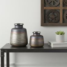Load image into Gallery viewer, Abstract Round Table Vases (Set of 2) - Black / Gray
