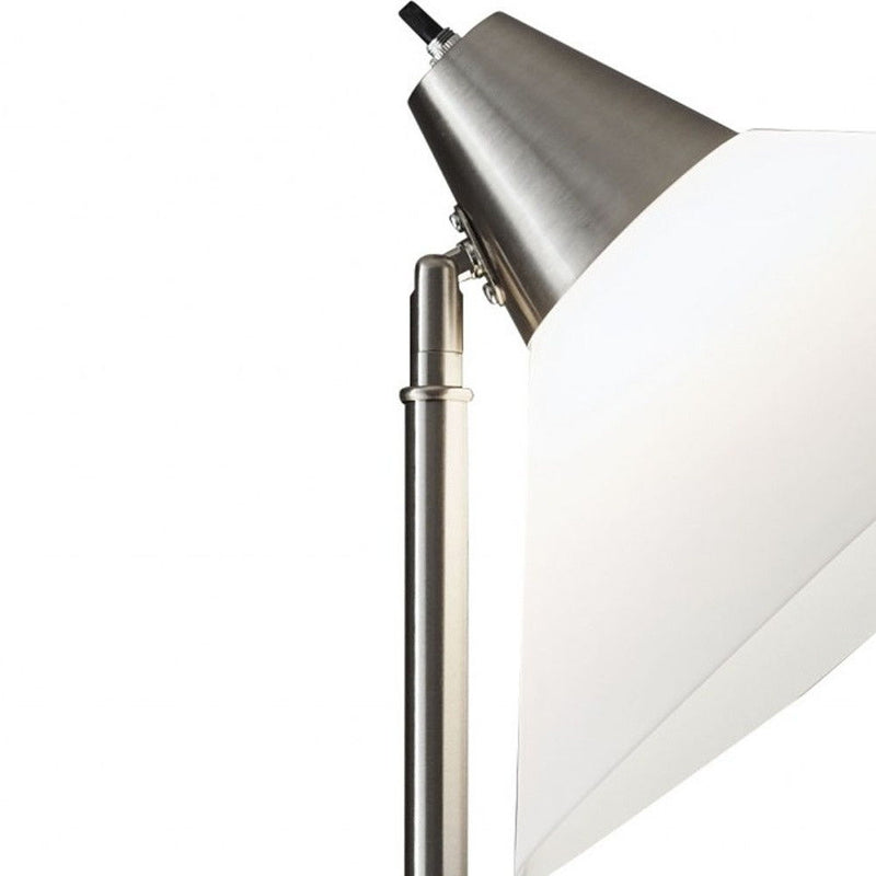 Elemental Metal Torchiere With White Cone Shade - Brushed Steel