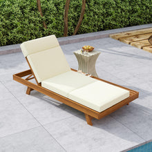 Load image into Gallery viewer, Acacia Wood Lounge Chaise Set With Headrest And Water Resistant Cushions - Beige
