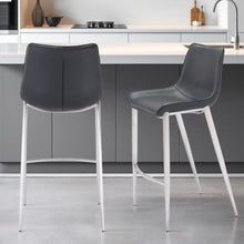 Load image into Gallery viewer, 30" Steel Low Back Bar Height Bar Chairs (Set of 2) - Black And Silver
