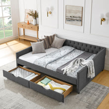 Load image into Gallery viewer, Upholstered Tufted Daybed With 2 Drawers, Waved Arms
