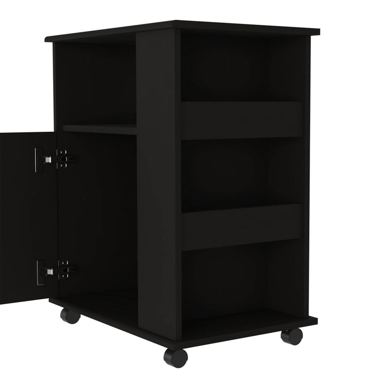 Wood Accent Cabinet With Single Door - Black