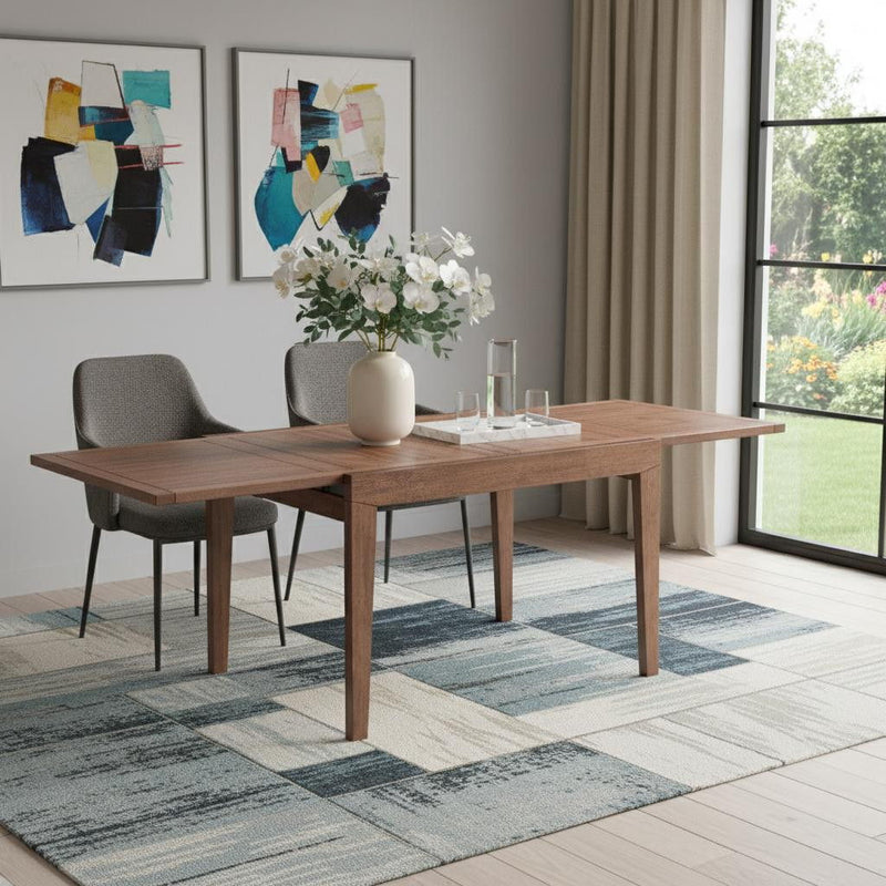 Wood Self-Storing Leaf Extendable Dining Table - Walnut