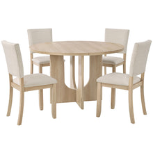 Load image into Gallery viewer, Round Dining Set With 4 Upholstered Dining Chairs

