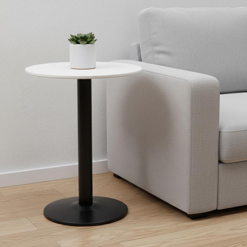 24" Round End Table - Black And White