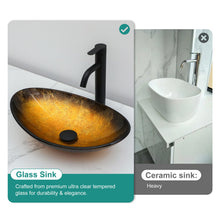 Load image into Gallery viewer, Veined Vessel Sink With Pop Up Drain, Boat Shape Bathroom Sink Above Counter - Gold
